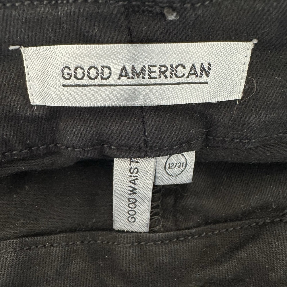 Good American Good Waist Black Hook & Eye Skinny Ankle Black Jeans Size 12 / 31 - Picture 7 of 11